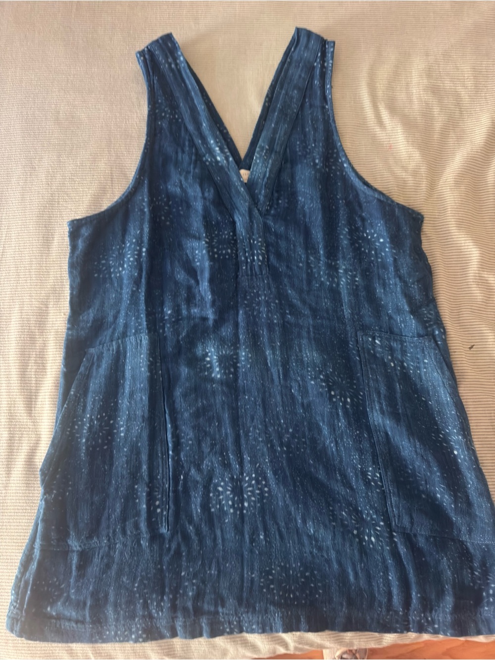 Faherty Indigo V-Neck Sleeveless Tunic